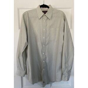 Nordstrom Mens Dress Shirt SZ 16-36 Sage Green Smartcare Wrinkle Free Lng Sleeve